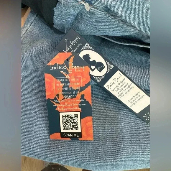 Indigo Poppy XL Maternity Jeans with Elastic Ankle and Belly Band - Picture 12 of 14